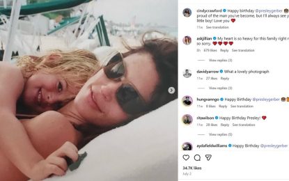 «Siempre te veré como a mi niño pequeño»: el último posteo de Cindy Crawford a su hijo Presley, quien murió este domingo a los 27 años