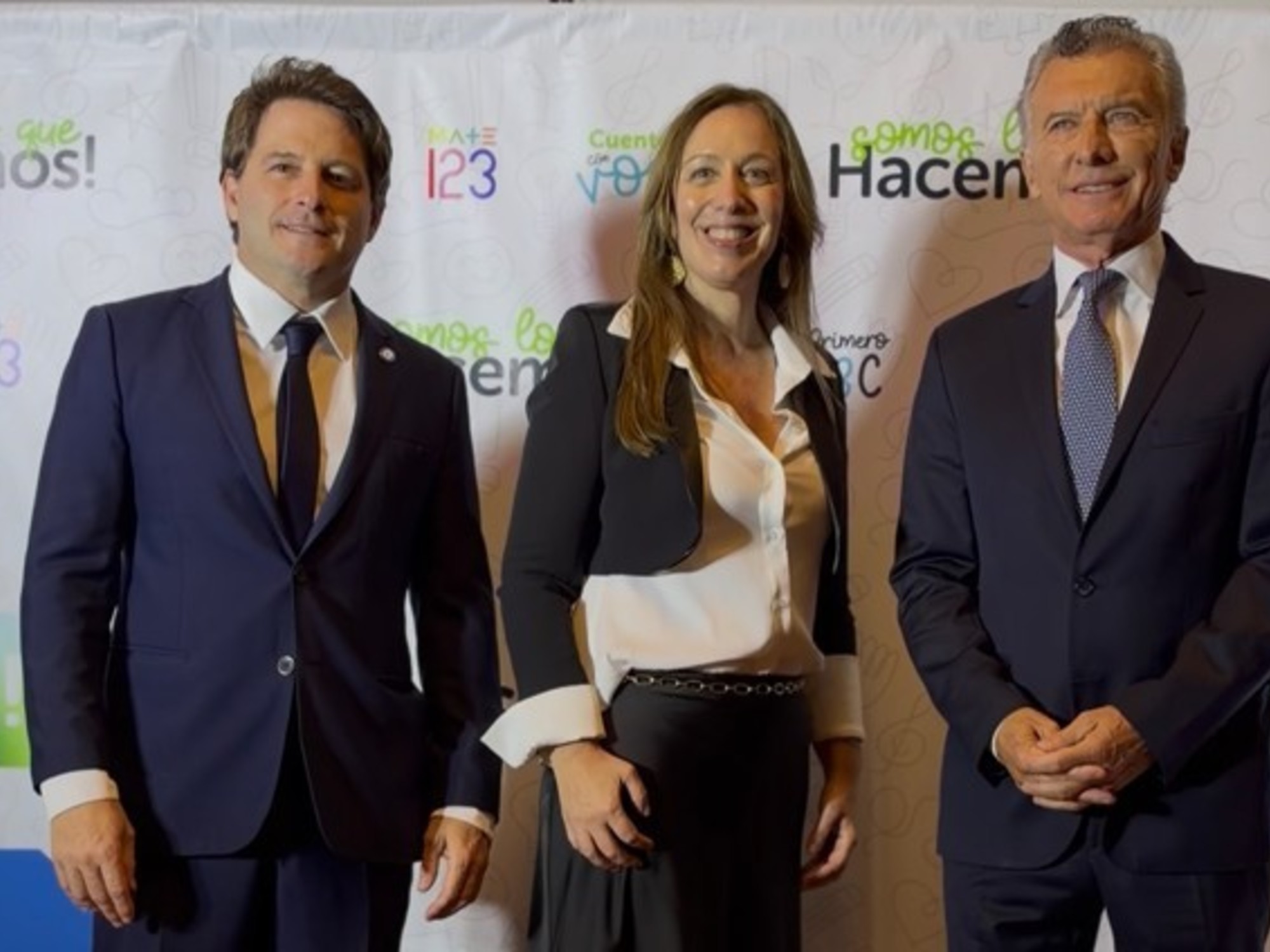 Mauricio Macri, en la Fundación Hacemos, de María Eugenia Vidal y con Alex Campbell